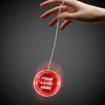 2" Digi-Printed Light-Up Red & Clear Yo-Yo w/Red LED