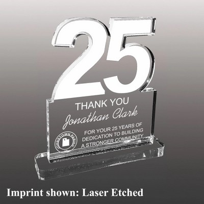 Number Twenty-Five Shaped Acrylic Award - Laser Etched