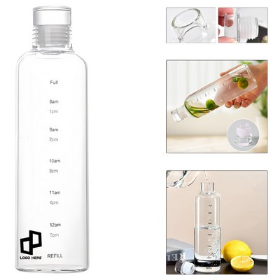 18Oz Glass Water Bottle W/ Time Marker