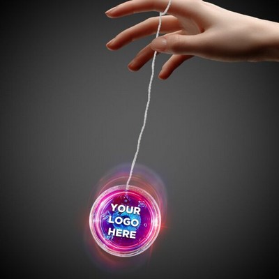 2" Digi-Printed Light-Up Blue & Clear Yo-Yo w/Red LED